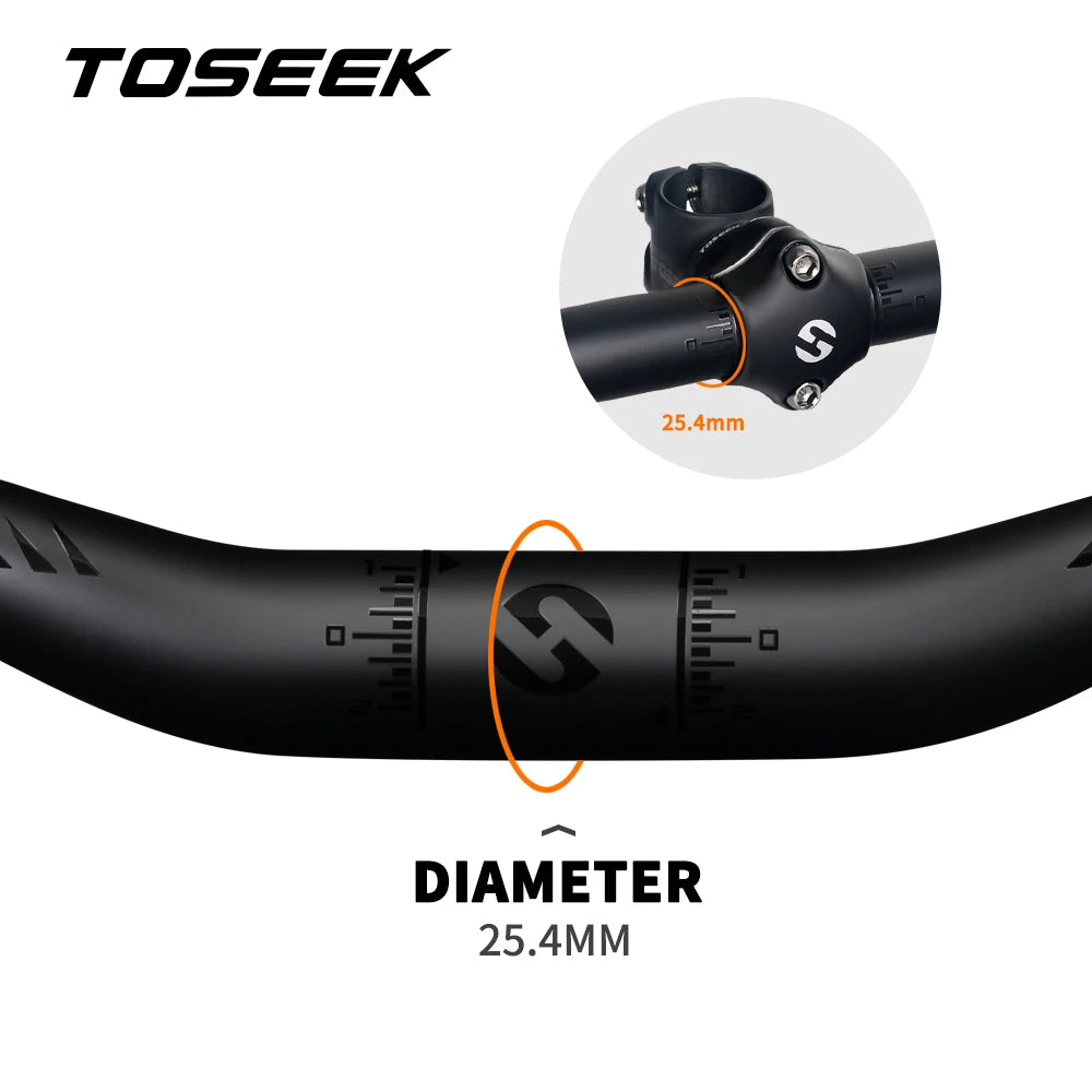 TOSEEK Full Carbon Handlebar 25.4mm Folding Bike Horizontal Handle Bar 400-700MM Matt Black Ultralight Bicycle Straight Handleba