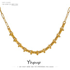 Yhpup New Metal 18 K Plated Short Chain Choker Necklace for Women Gold Stainless Steel Jewelry Joyería Acero Inoxidable Mujer