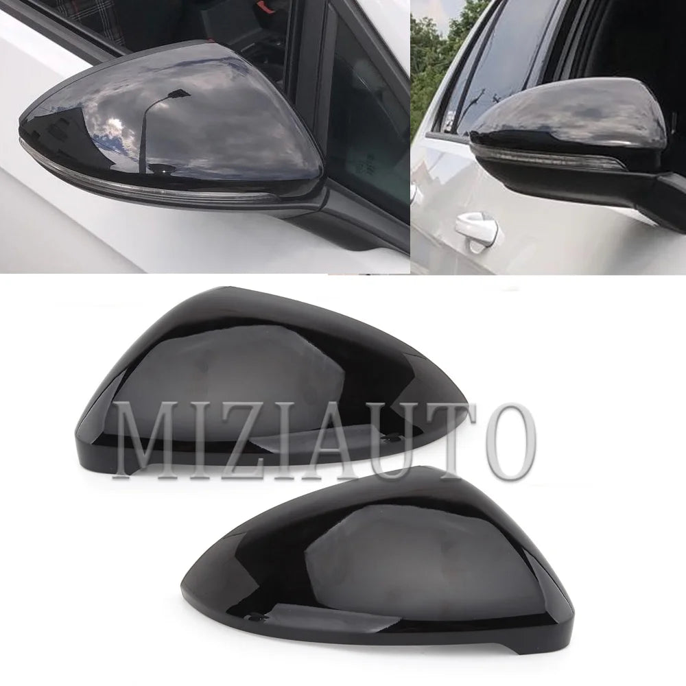Side Rear View Mirror Cover Caps Signals For VW Golf 7 MK7 7.5 GTI For Touran 2013-2020 Bright Black Mirror Case Car Accessories