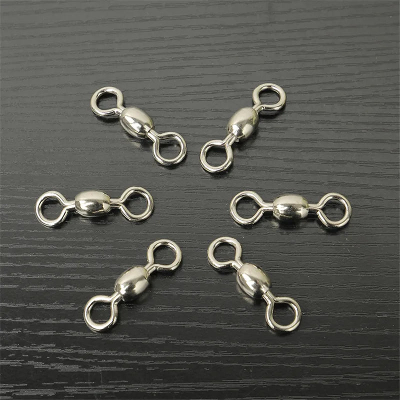 1000pcs/lot 3#/4#/5#/6#/7#/8#/10# Copper Stainless Steel Connector Bearing Rolling Swivel Snap Fishing Tackle Accessories Pesca