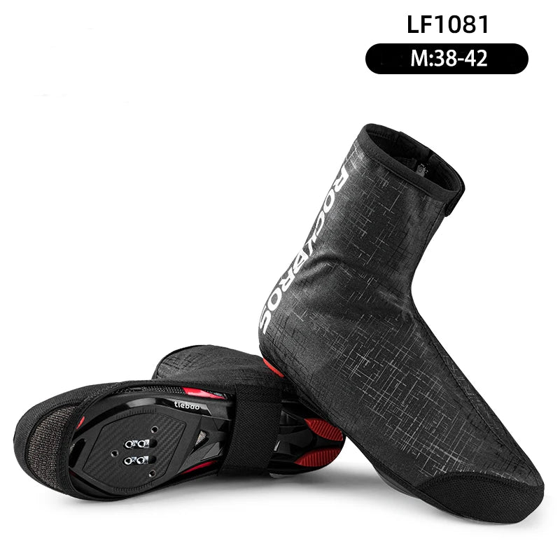 ROCKBROS Winter Cycling Shoe Cover MTB Warmer Overshoes Bike Bicycle Shoes Covers Reflective Windproof Waterproof  Protector