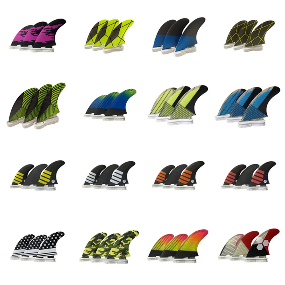 UPSURE FCS 2 G5 Fins Tri Fins Thruster Surfboard Fins Surfing Fins Honeycomb Fibreglass Double Tabs 2 Fin Surf 3 Fins (M Size)