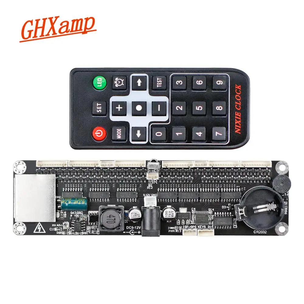 GHXAMP 6-Digit Universal Glow Nixie Clock Tubes Control Motherboard MAX1771 Remote Control IN12 IN14 IN18 QS30-1 Home audio DIY