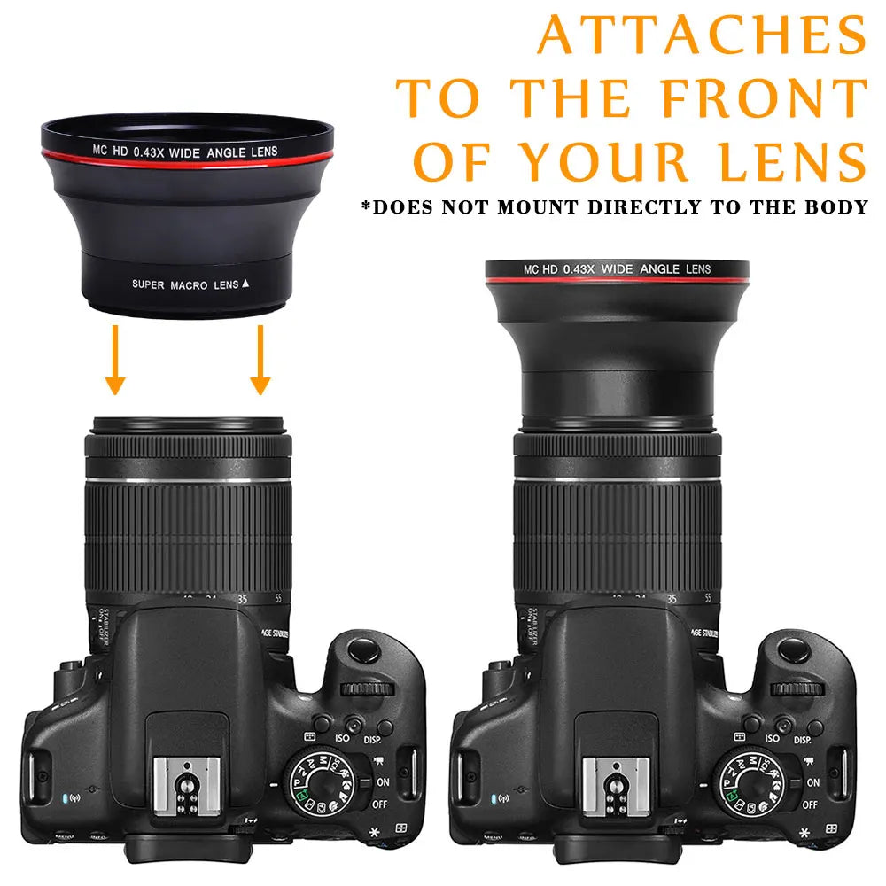 52 55 58MM 0.43x Professional HD Wide Angle Camera Lens Macro for Canon EOS Rebel 77D T7i T6s T6i T6 T5i T5 T4i T3i T3 SL1 1100D