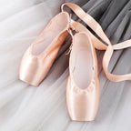 Professional Ballet Pointe Shoes With Genuine Leather Sole Women Satin Ballet Shoes With Ribbons For Professional Ballerina