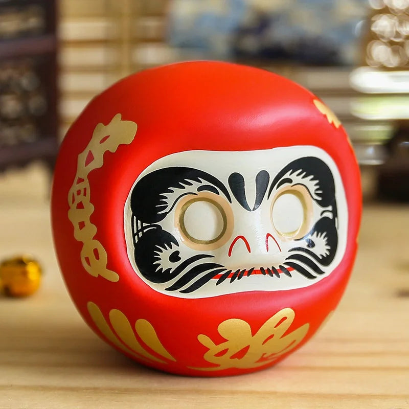 Japanese Ceramic Daruma Statue, Lucky Charm, Zen Ornament, Fengshui Figurine, Money Box, Home Tabletop Decoration, Gifts, 4"