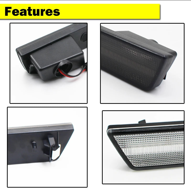 For Dodge Challenger 2008-2014 Clear & Smoked Lens LED Side Marker Lights Dual Row Amber Front Red Rear Side Fender Reflector