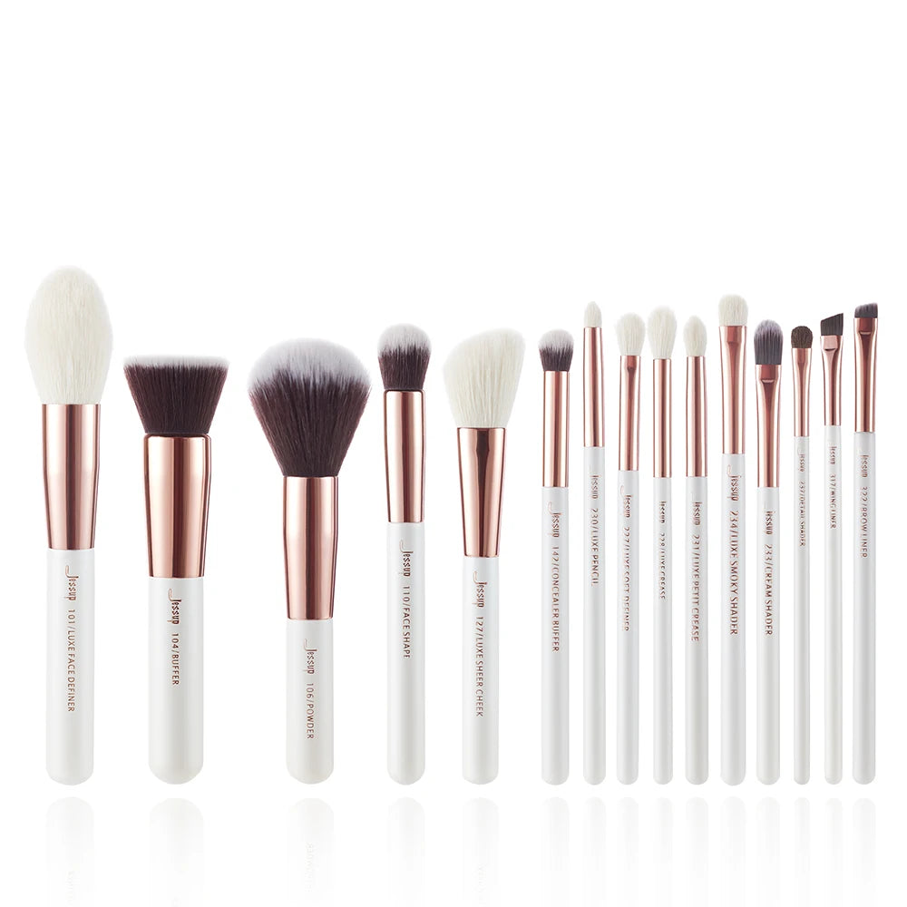 Jessup Makeup Brushes Set 15pcs Professional Makeup Brush Powder Eyeshadow Liner Foundation Blush Blending Zinfandel/Golden