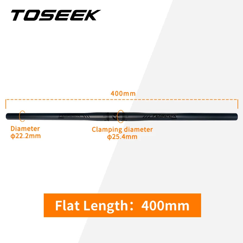 TOSEEK Full Carbon Handlebar 25.4mm Folding Bike Horizontal Handle Bar 400-700MM Matt Black Ultralight Bicycle Straight Handleba