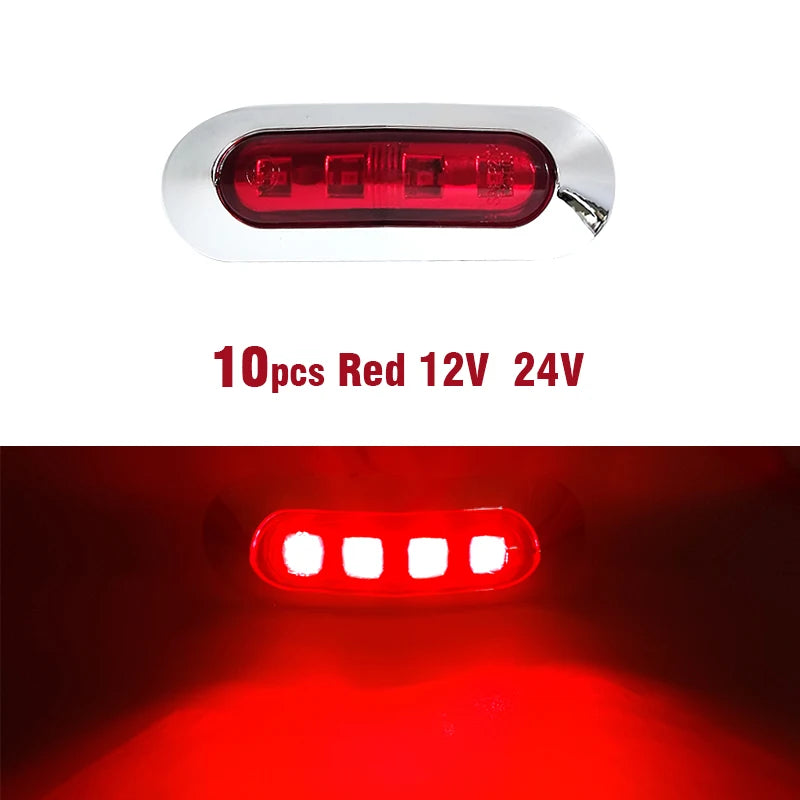 10pcs Side Marker Tail Light Amber 4 SMD 12V 24V Waterproof Led Marker Lamp Trailer Light Rear Side Lamp Truck Light