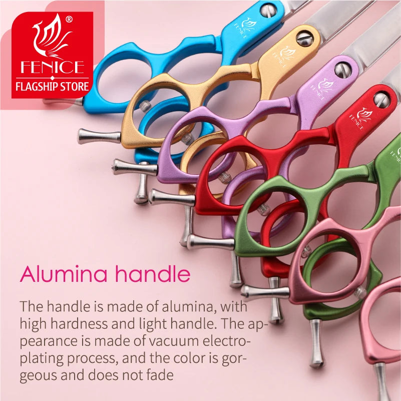 Fenice Curved Pet Grooming Scissors 6.0 or 6.5 in, JP440C/VG10 Steel, Color Options