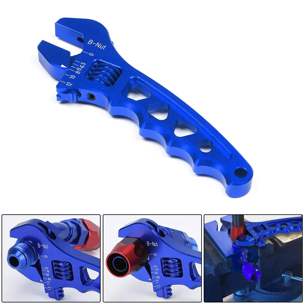 Adjustable Aluminum AN Wrench Hose Fitting Spanner Tool AN3-AN12 Blue/Red/Black