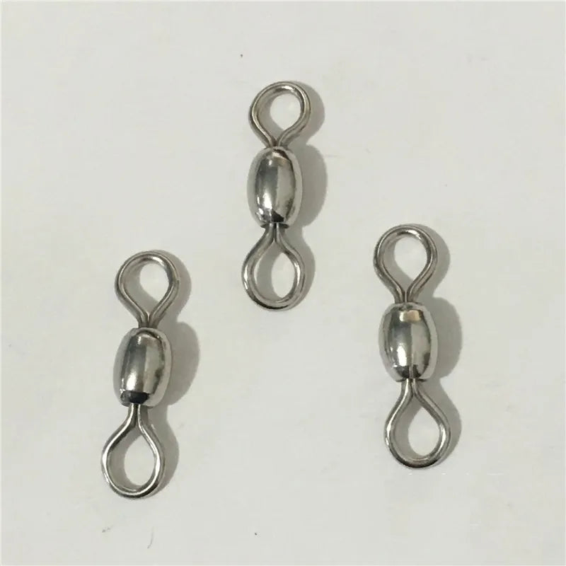 1000pcs/lot 3#/4#/5#/6#/7#/8#/10# Copper Stainless Steel Connector Bearing Rolling Swivel Snap Fishing Tackle Accessories Pesca