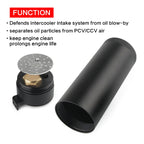 Universal Billet Aluminum Baffled 2-port New Long Oil Catch Can Tank with Breather Filter Engine Mini Oil Separator
