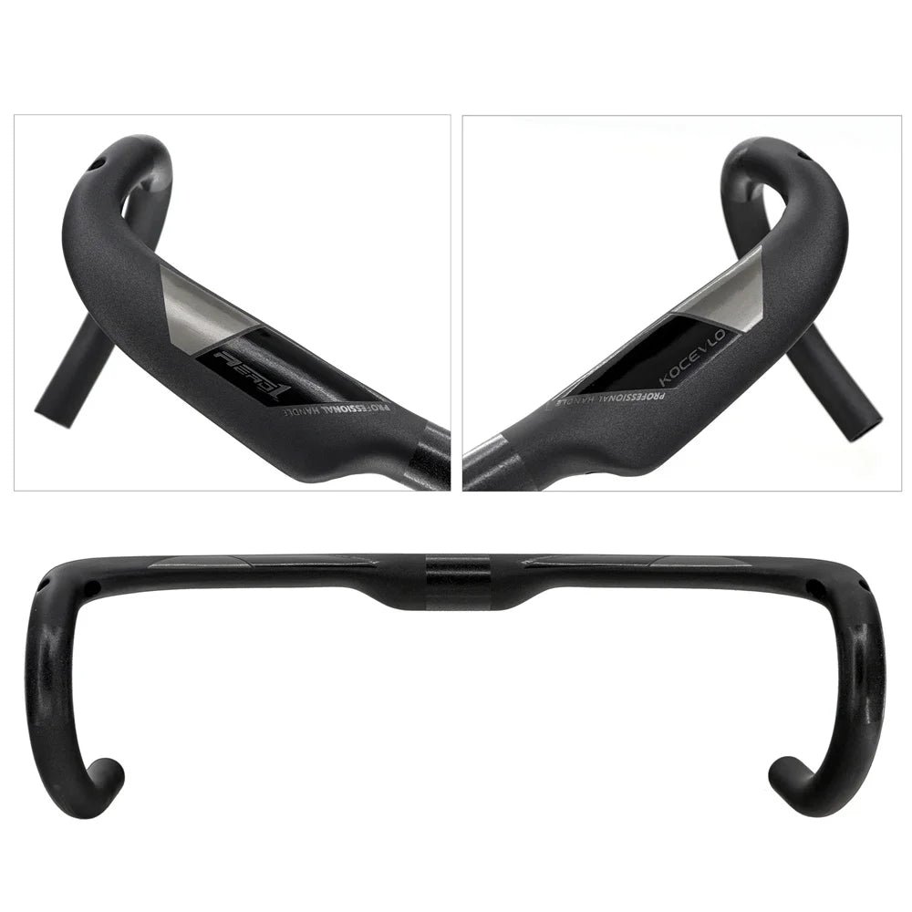 KOCEVLO carbon fiber bicycle handlebar Reduce resistance bent bar strengthen bike parts 380/400/420/440mm inner routing