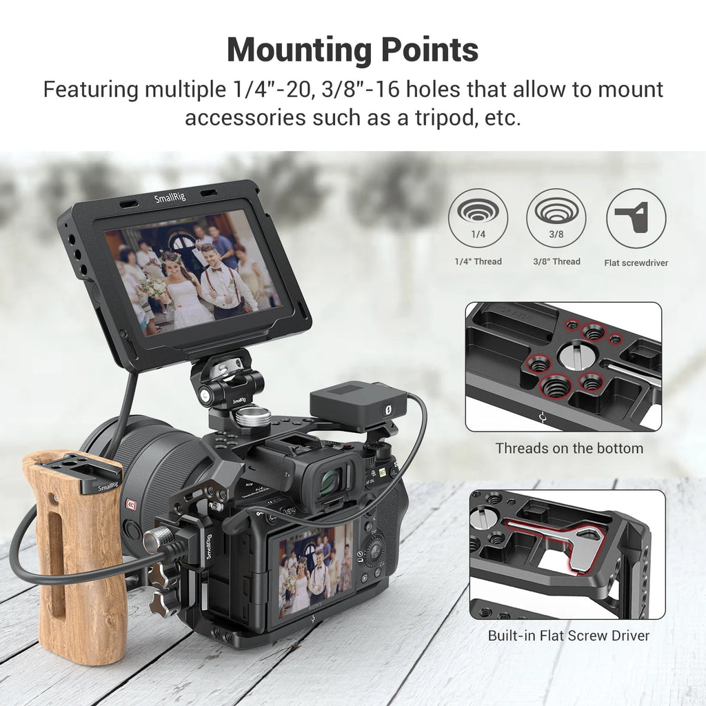 SmallRig a7s3 A7siii DSLR Cage for Sony Alpha 7S III Camera Cage With Cold Shoe Mount and Nato Rail Video DIY Cage Rig 2999
