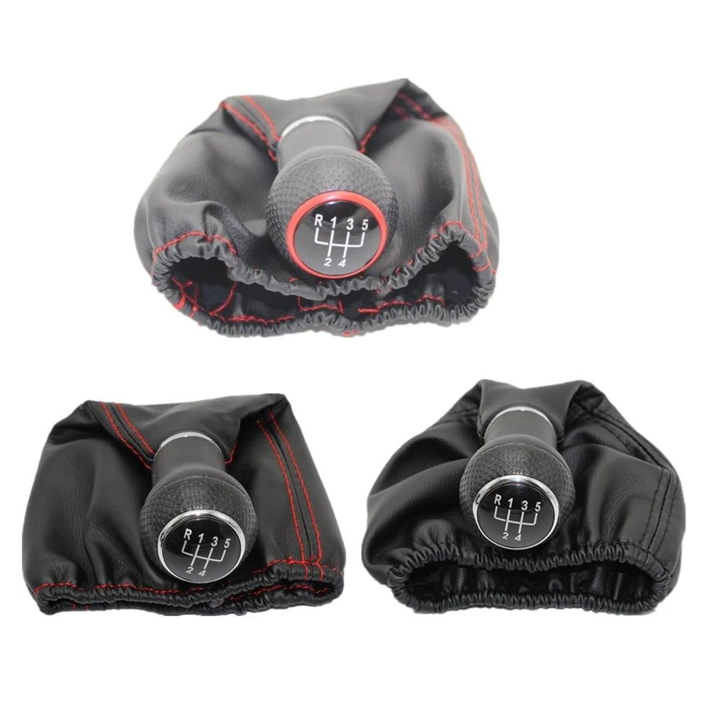 VW Polo Classic 6N/6N2 1996-2001 Gear Shift Knob with Leather Boot 5 Speed Black/Red