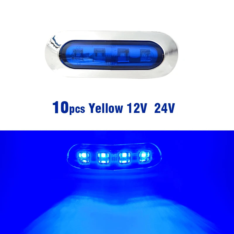 10pcs Side Marker Tail Light Amber 4 SMD 12V 24V Waterproof Led Marker Lamp Trailer Light Rear Side Lamp Truck Light