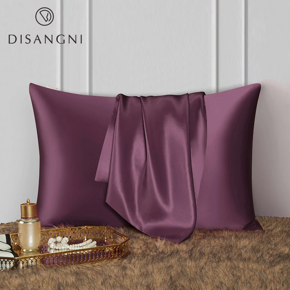 DISANGNI 22 Momme 100% Natural Mulberry Silk Pillowcase for Hair and Skin - Double-Sided Pure Silk, Invisible Zipper Design, 1PC