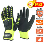 NMSafety Cut Resistant Work Gloves ANSI A6 Anti-Vibration Full Finger, Size L