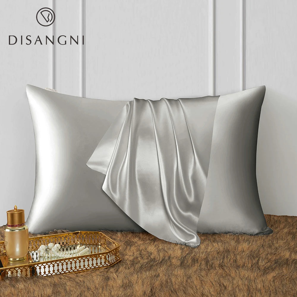 DISANGNI 22 Momme 100% Natural Mulberry Silk Pillowcase for Hair and Skin - Double-Sided Pure Silk, Invisible Zipper Design, 1PC