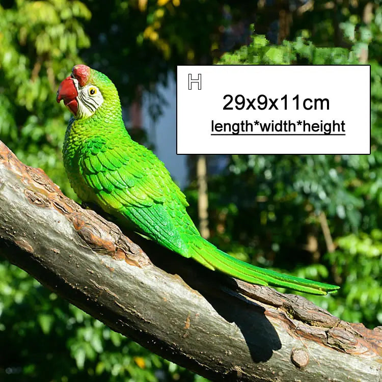 Resin Parrot Wall Mounted Garden Tree Decoration Statue Outdoor Animal Sculpture