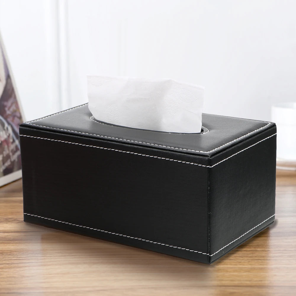 PU Leather Tissue Boxes Rectangular Napkin Box Tissue Paper Holder Home Kitchen Organization Home Supplies Anti-moisture