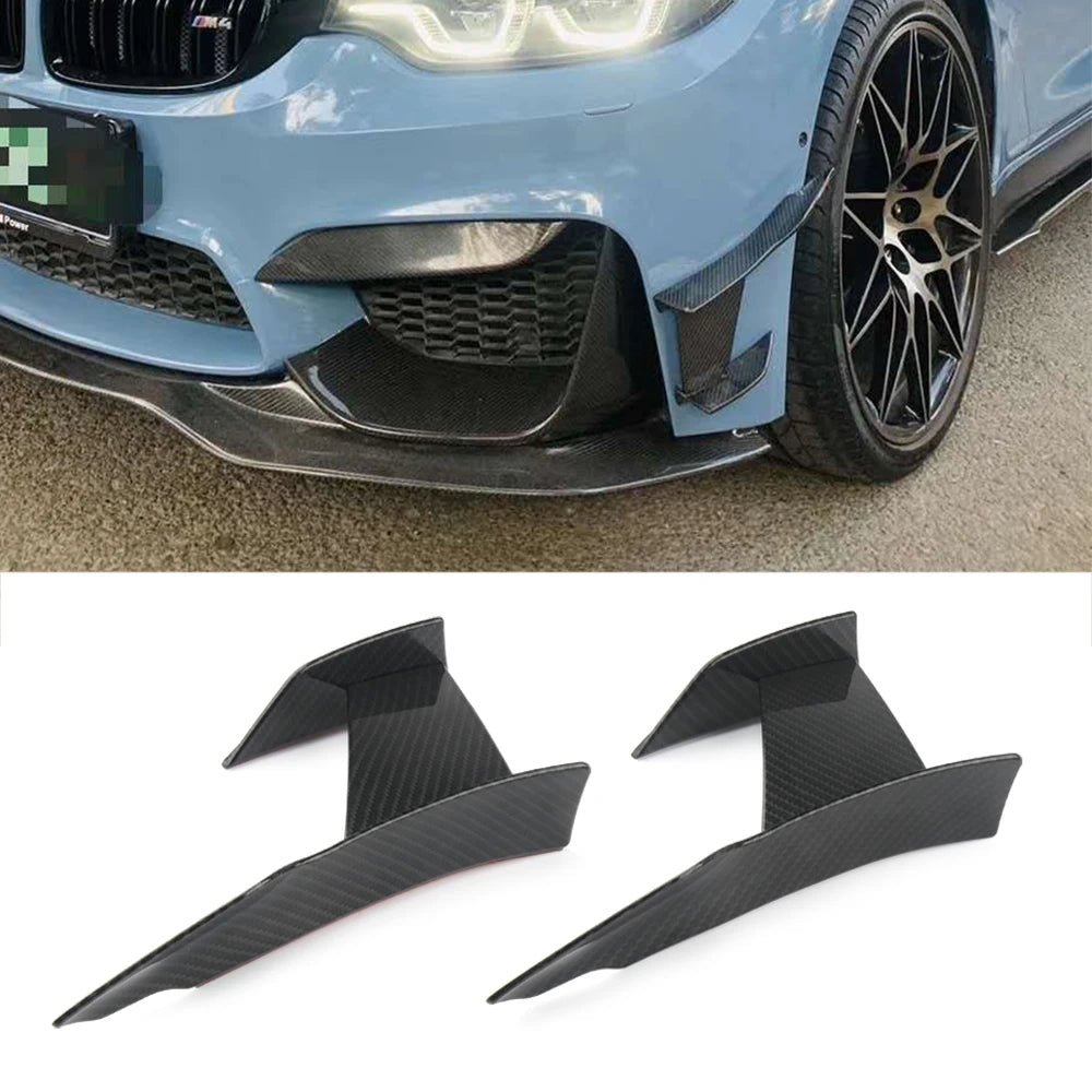 6pcs Carbon Fiber Or Bright Black Car Styling Accessories Front Bumper Side decoration For BMW F80 M3 For BMW F82 M4