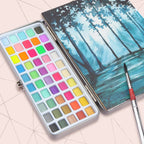 Seamiart 50/72/90/100 Color Solid Watercolor Paint Set Basic Neone Glitter Watercolor Pigments for Drawing Art Paint Supplies