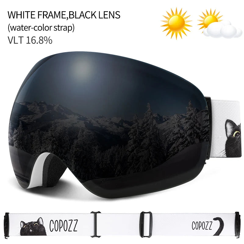COPOZZ Outdoor Sports Ski Goggles UV400 Protection Ski Mask Male Female Anti-Fog Big Face Snow Glasses Snowboard Skiing Eyewear