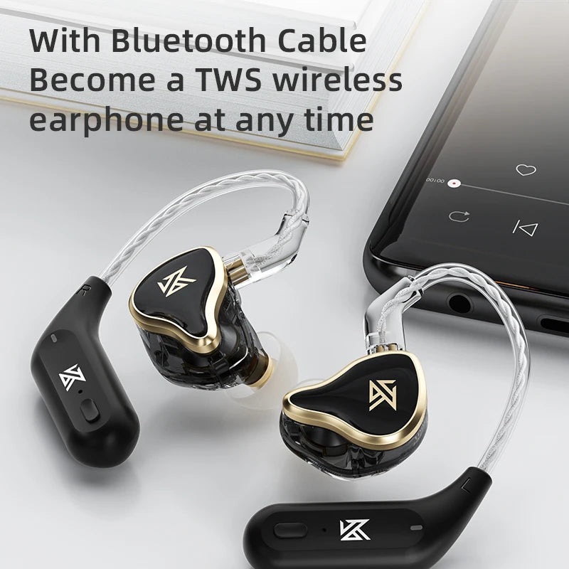 KZ ZAS Earphones 7BA+1DD Dynamic Hybrid Wired Headphones HiFi Bass Sport Headset With Microphones in Ear Monitors