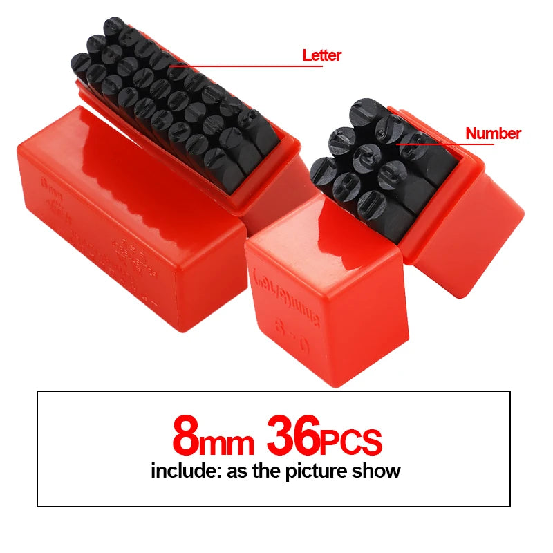 Letter&Number Stamp Punch Set Hardened Steel Metal Wood Leather Steel Punch Alphabet Letter Number Tool Leather craft Stamp