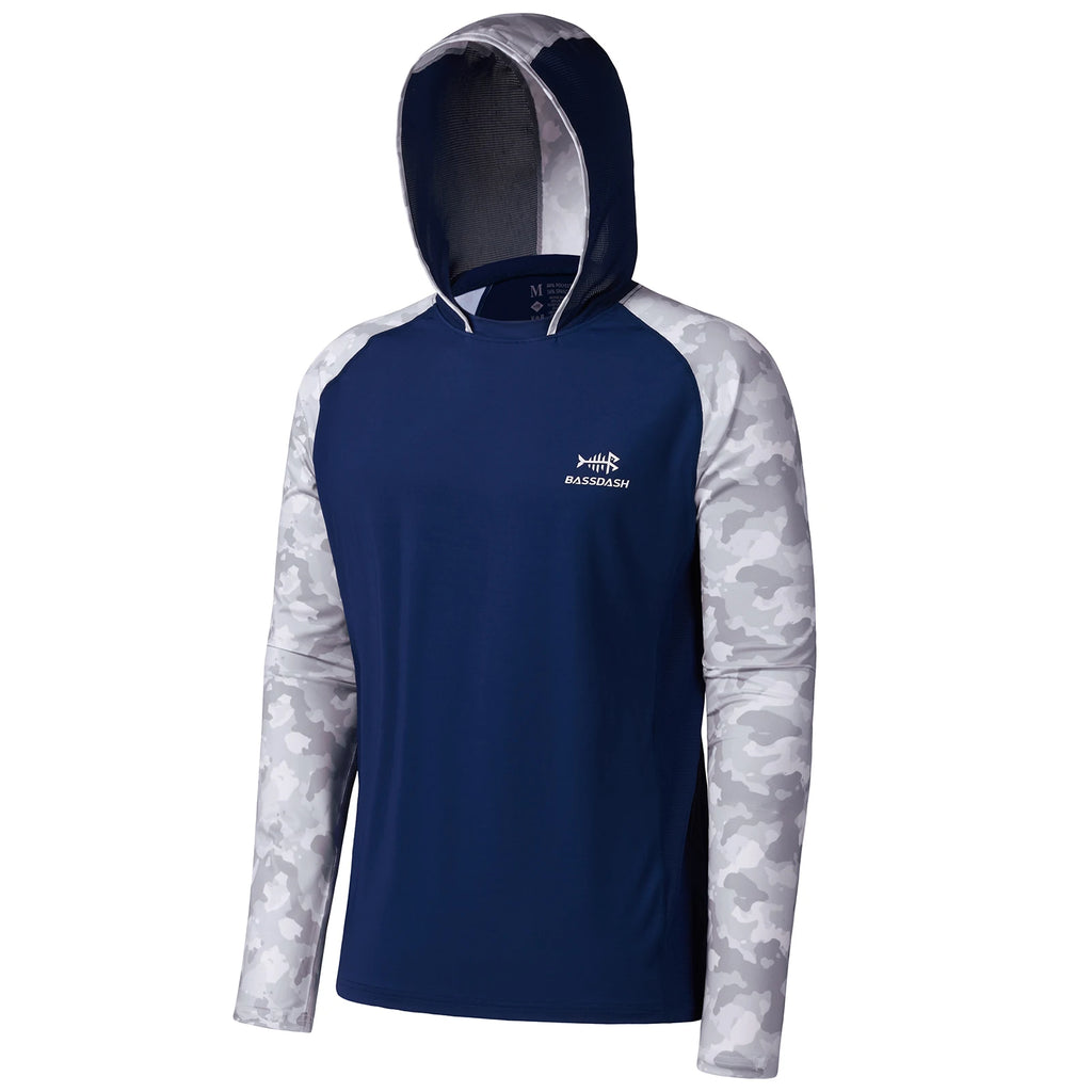 Bassdash Men’s UPF 50 Performance Fishing Shirt Cooling Hoodie Camo Long Sleeve  FS17M