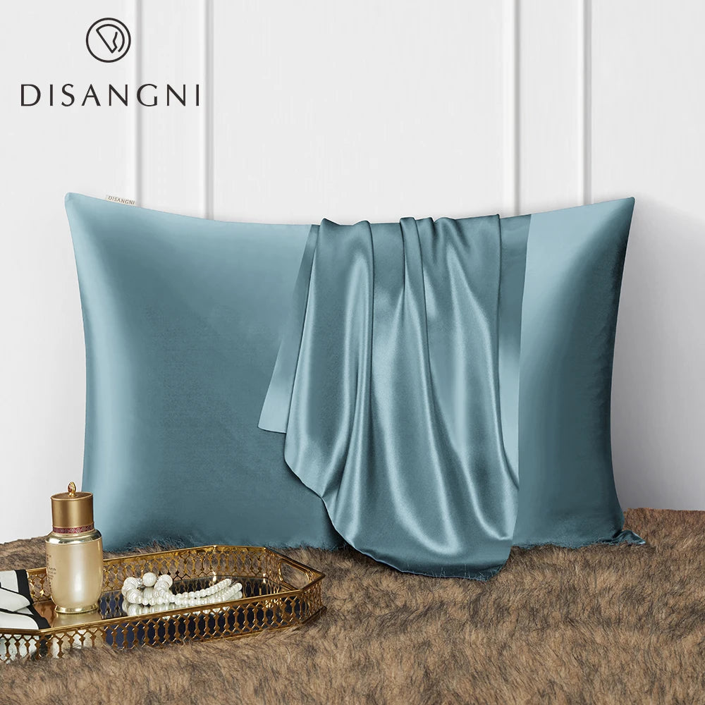 DISANGNI 22 Momme 100% Natural Mulberry Silk Pillowcase for Hair and Skin - Double-Sided Pure Silk, Invisible Zipper Design, 1PC