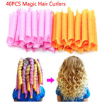 No-Heat Spiral Hair Curlers Set 40pcs Magic Curling Rollers, 45/50/55cm for Long Hair