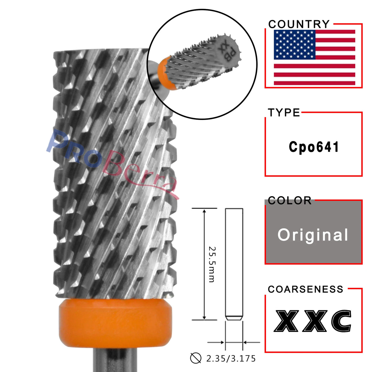 RolinStar 6.6 Large Barrel Silver  steel Carbide High quality remove gel polish 4XC acrylic