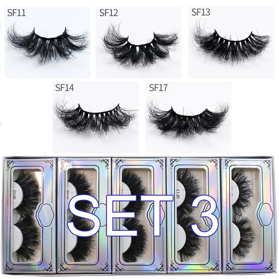 Mink Lashes Wholesale 5/10/30/50 Pairs 25mm Eyelashes Long Wispy Messy Fluffy Lashes Bulk Makeup 25 mm Mink Eyelashes