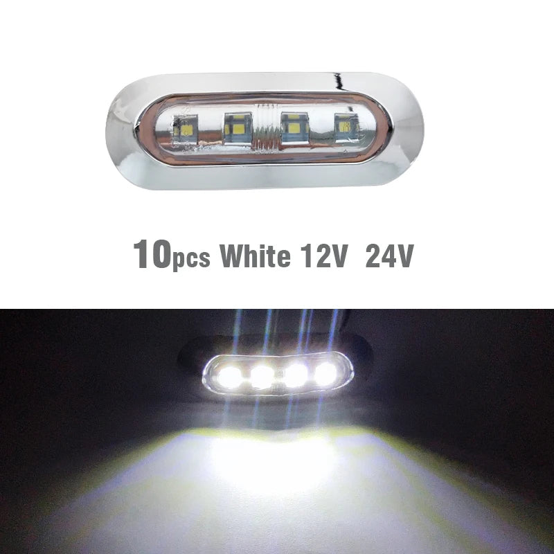 10pcs Side Marker Tail Light Amber 4 SMD 12V 24V Waterproof Led Marker Lamp Trailer Light Rear Side Lamp Truck Light