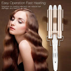 Professional 3 Barrel Curling Iron Wand Fast Heating Tourmaline Ceramic Hair Waver Styling Tool for Beautiful Waves