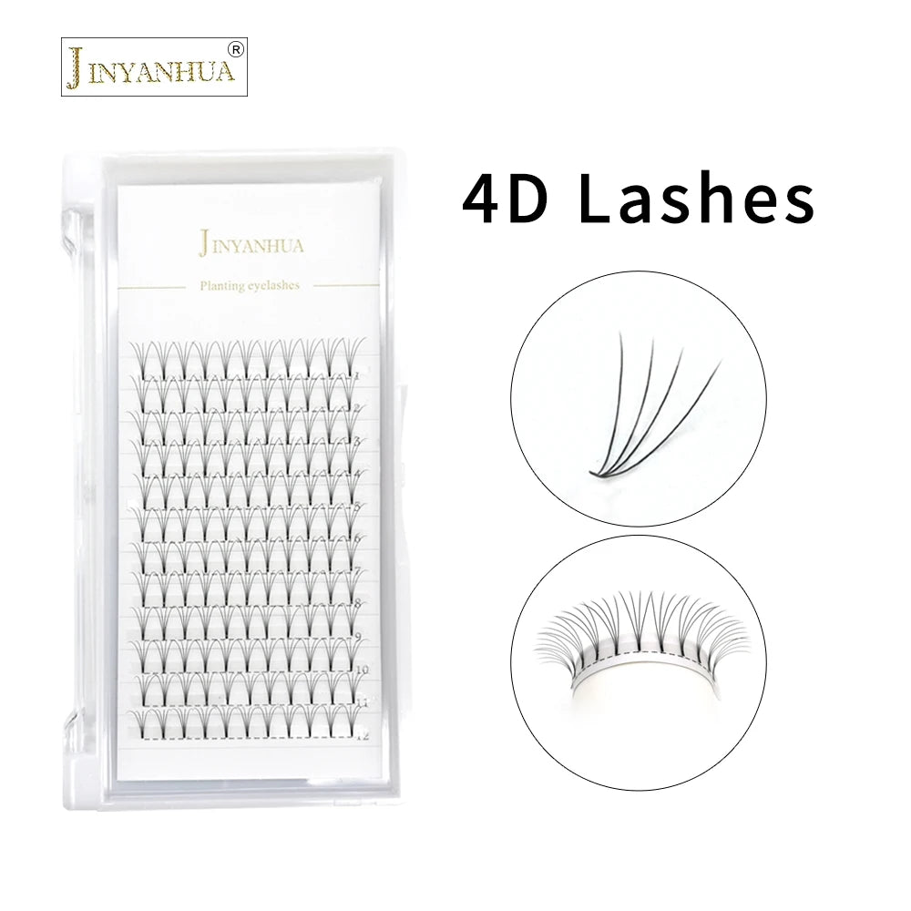 JINYANHUA Pre-Made Volume Lash Extension Fans Short Stem 0.07mm C/D Curl 8-15mm