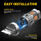 AUXITO 2pcs No Hyper Flash T20 W21W WY21W 7440 7440NA LED Turn Signal Light Bulbs Canbus Error Free Car Lamp Amber
