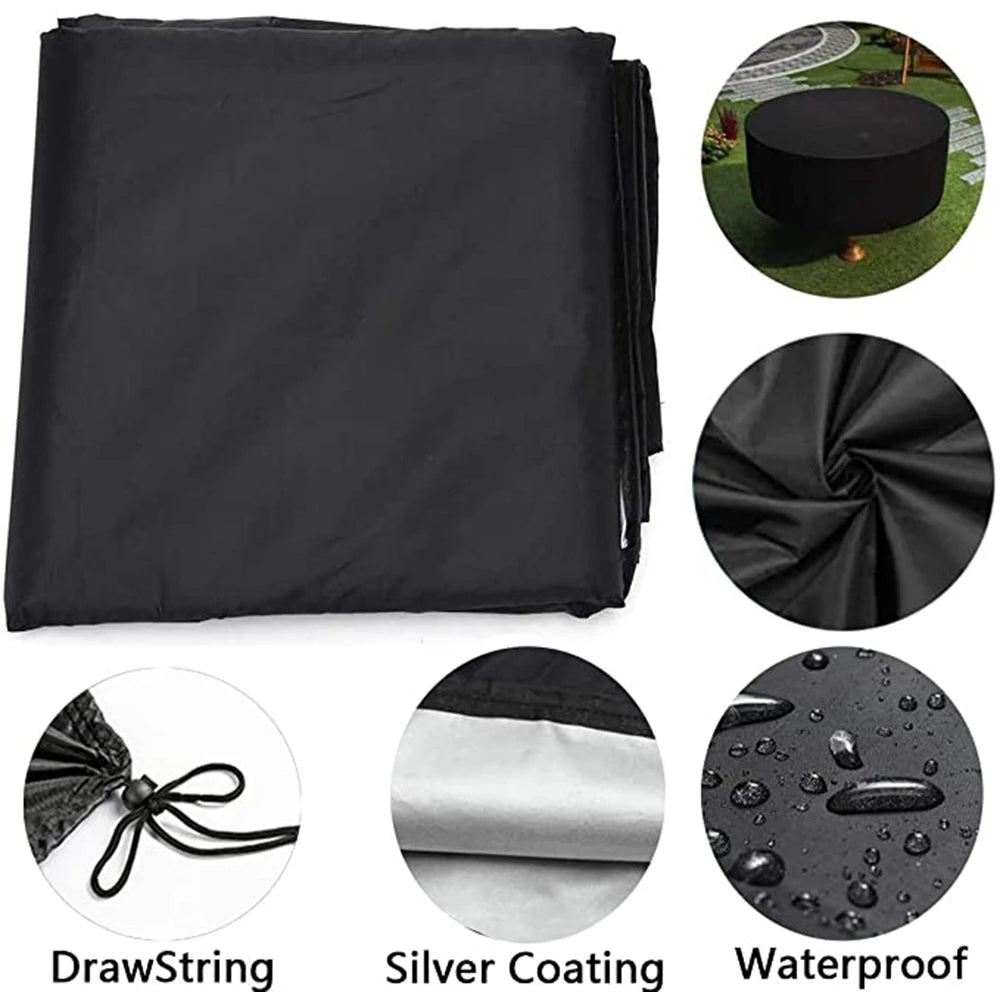 Round Patio Furniture Covers,210D Heavy Duty Outdoor Furniture Covers Table Cover of Windproof, Waterproof, Anti-UV for Garden