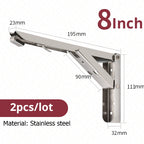 KAK 2pcs Folding Shelf Brackets Heavy Duty Stainless Steel Collapsible Shelf Bracket for Table Work Space Saving DIY Bracket
