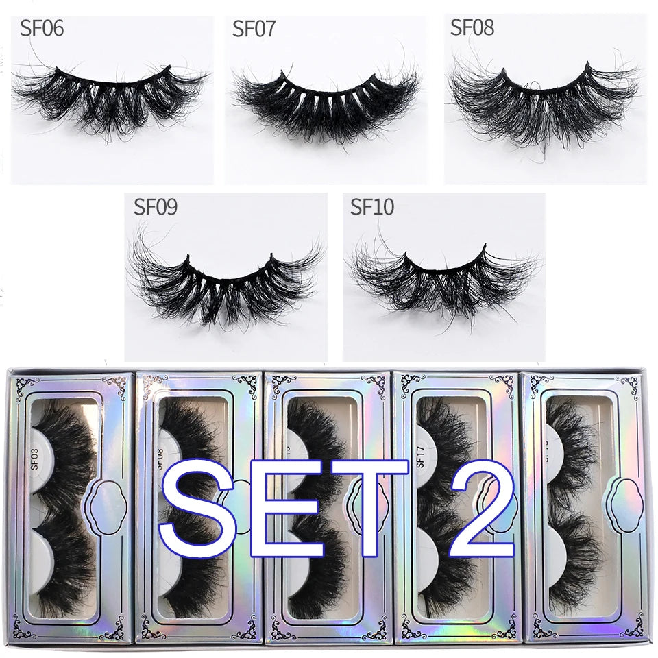 Mink Lashes Wholesale 5/10/30/50 Pairs 25mm Eyelashes Long Wispy Messy Fluffy Lashes Bulk Makeup 25 mm Mink Eyelashes