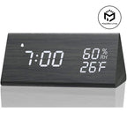 LED Bedside Alarm Clock with Sound Control Night Light USB Charging Temperature Display