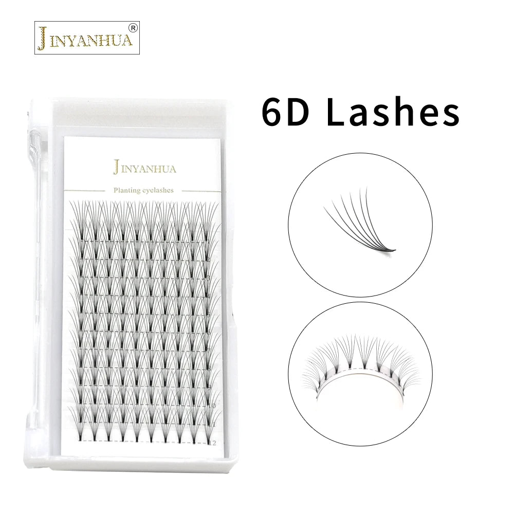 JINYANHUA Pre-Made Volume Lash Extension Fans Short Stem 0.07mm C/D Curl 8-15mm