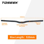 TOSEEK Full Carbon Handlebar 25.4mm Folding Bike Horizontal Handle Bar 400-700MM Matt Black Ultralight Bicycle Straight Handleba
