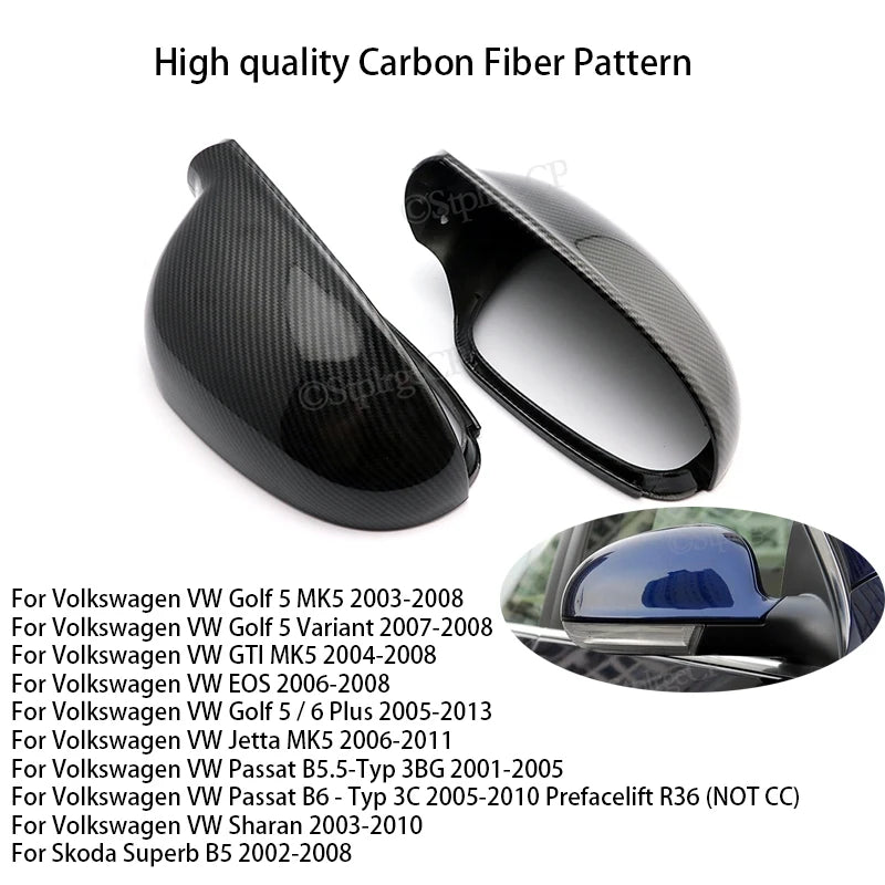 POLO Scirocco EOS Bora Jetta Beetle Passat Sagitar Car carbon fiber rear mirror cover For Volkswage VW Golf 6 Golf 5 Golf 7 CC