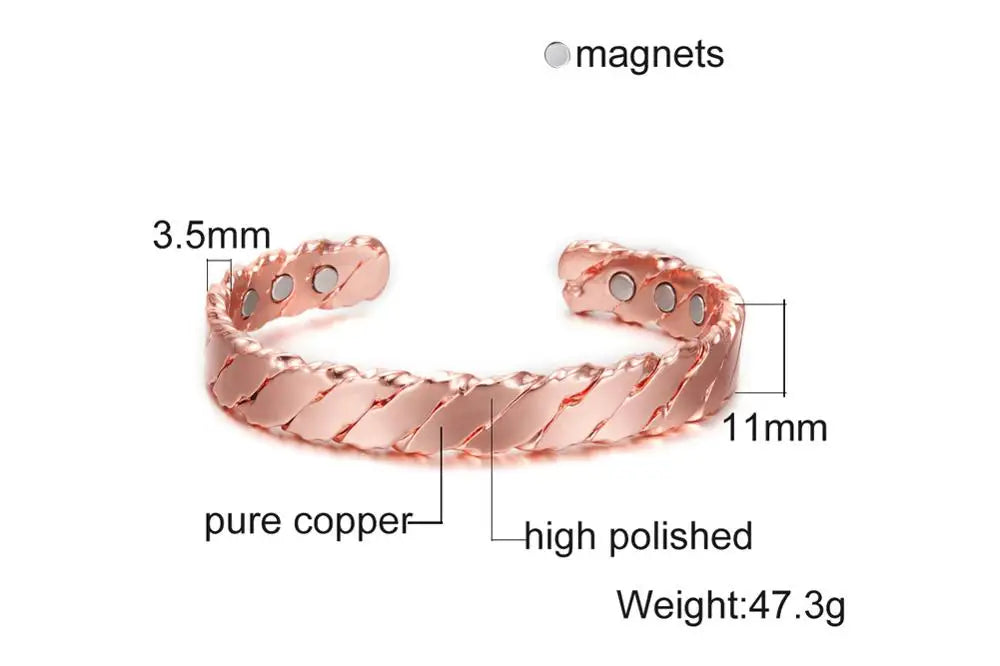 Vinterly Pure Copper Bracelets Men Magnetic Arthritis Relief Adjustable Magnets Cuff Banglse Health Energy Jewelry Women Men