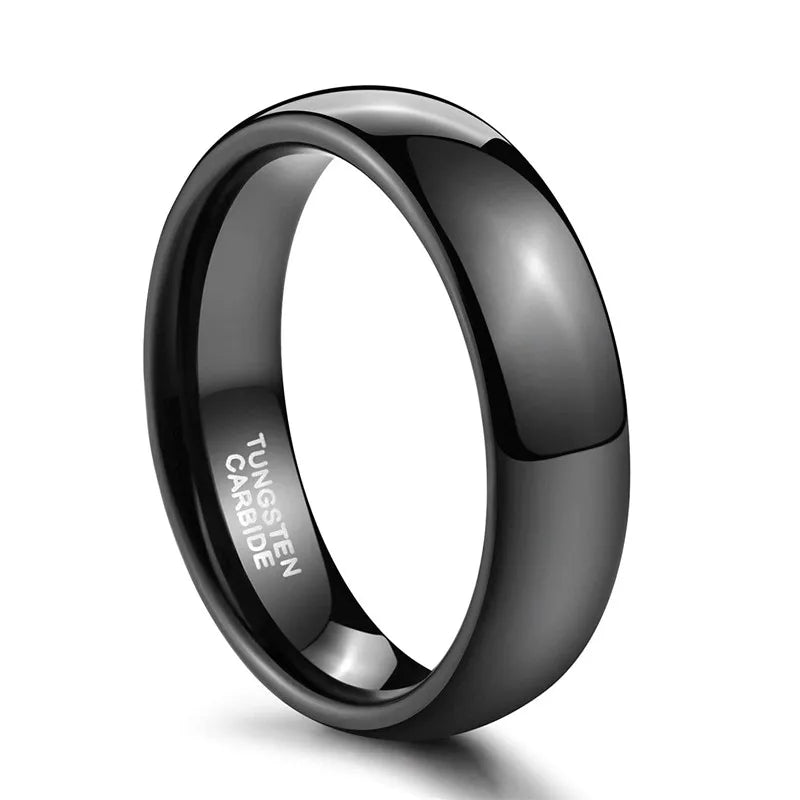 Somen Classic 2/4/6/8mm Dome Black Tungsten Carbide Ring Polished For Women Engagement Rings Wedding Band Jewelry anillos mujer